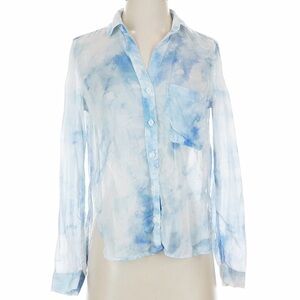 Bella Dahl Blue and White Tie-Dye Button-Up Blouse